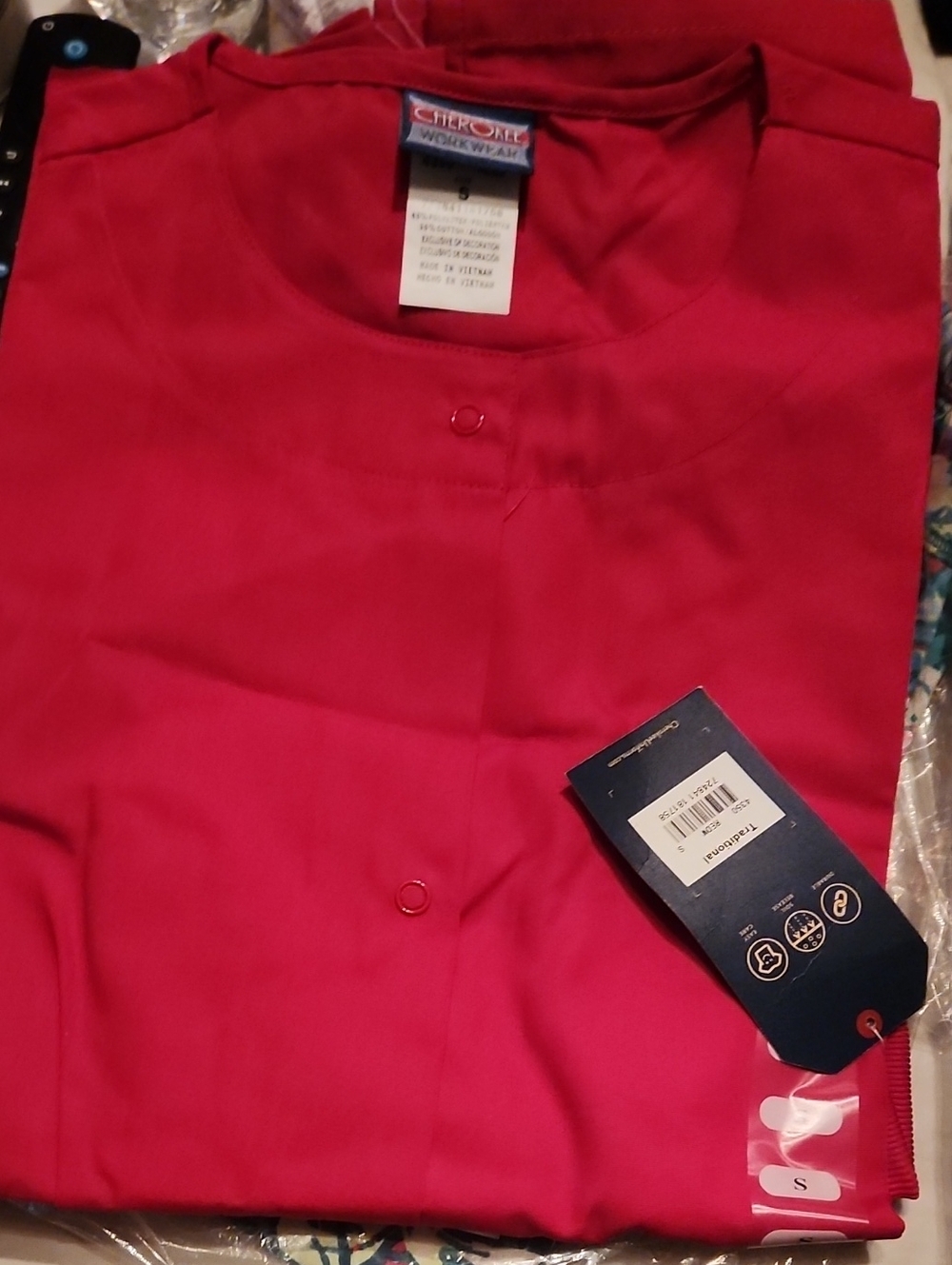 Women's Scrub Button Jacket- Red Small